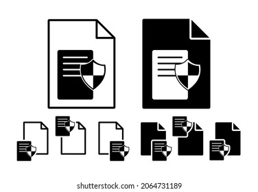 Document protection vector icon in file set illustration for ui and ux, website or mobile application