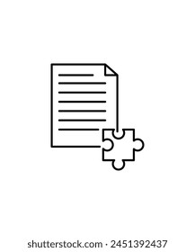 document with puzzle icon, vector best line icon.