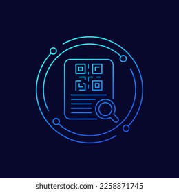 document with qr code icon, linear design
