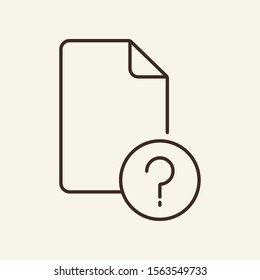Document question icon element. Document concept. Vector. Outline design. Flat illustration can be used for web design, user interface, infographics, mobile application
