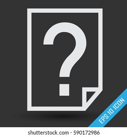 Document with question icon. File with question mark symbol. Unknown file logo. Vector illustration.
