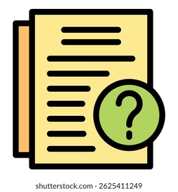 Document with question mark icon symbolizing frequently asked questions, providing helpful information and addressing common inquiries