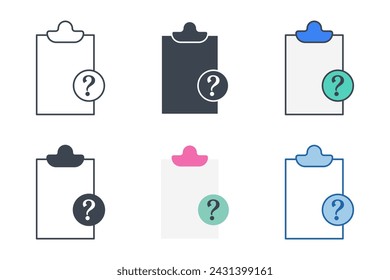 Document with Question Mark icons  with different styles. Document symbol vector illustration isolated on white background