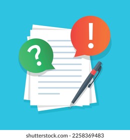 Document with question mark and pen icon in flat style. Quiz survey vector illustration on isolated background. Checklist sign business concept.