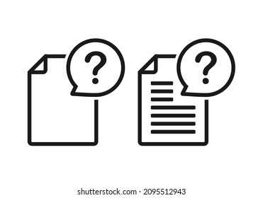Document with question mark. Unknown file icon. Paper file help. Illustration vector