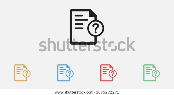疑問符のベクター画像アイコンを持つドキュメント 塗りつぶしアイコン ベクターイラストの標識 Faqドキュメント ドキュメントのサポートアイコン カラフルなフラットデザインアイコンのセット のベクター画像素材 ロイヤリティフリー