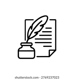 Document with quill icon representing historical records, literature, and preservation of written knowledge.