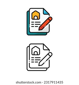 Document real estate business icon design in two variation color