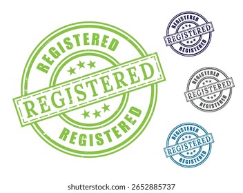 Conjunto de etiquetas registradas de documentos, Colección de Vector de sello de goma Grunge
