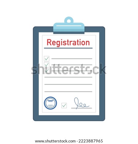 Document, registration form with signature and seal.