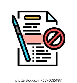 document reject color icon vector. document reject sign. isolated symbol illustration