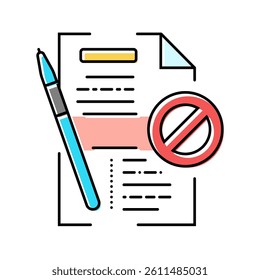 document reject color icon vector. document reject sign. isolated symbol illustration