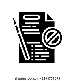 document reject glyph icon vector. document reject sign. isolated symbol illustration