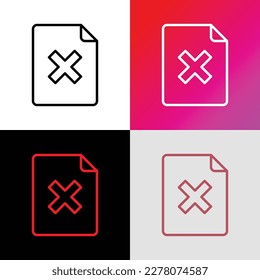 Document rejected: sheet with cross mark. Thin line icon. Modern vector illustration.