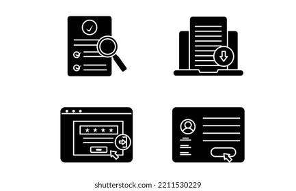 Document Related Icons Set. Document Preview, Sig In, Register, Upload Document Icon.