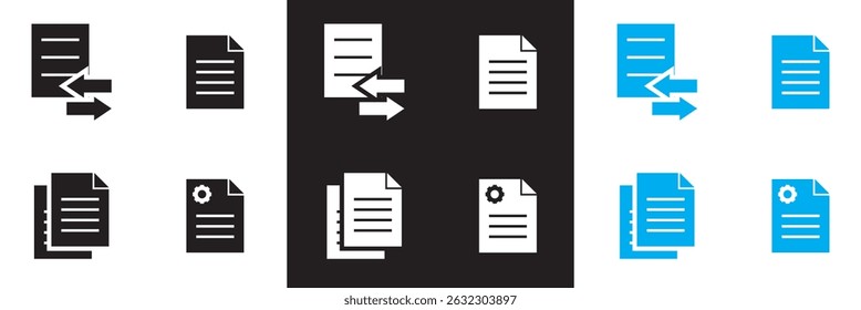 Document related  icons.  Vector for websites, mobile interfaces, presentations, banner, visual branding etc. Vector illustration. isolated on white and black background. EPS 10
