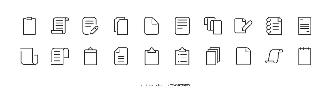 document related premium icon set. Vector elements with editable stroke. Isolated on a white background