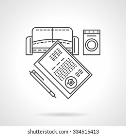 Document for rent of property. Loan, mortgage. Flat thin line style vector icon. Web design element for site or mobile application.