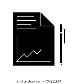 document report with graph and pen  icon, vector illustration, sign on isolated background