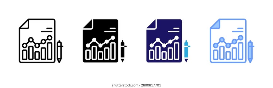 Document Report Icons, Multi Style Icon Set