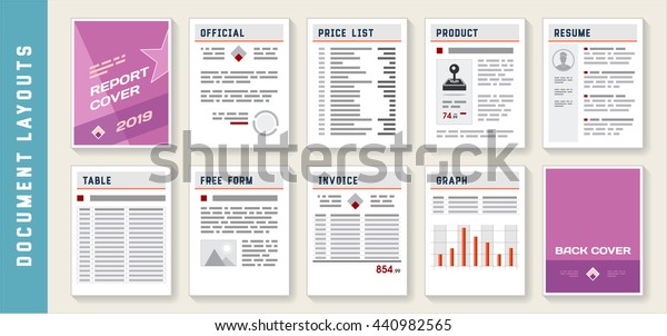 Download Document Report Layout Templates Mockup Set Stock Vector ...
