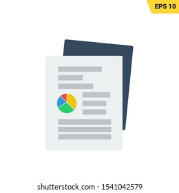 Document report with pie chart Icon in Flat style, With colorful and eps 10