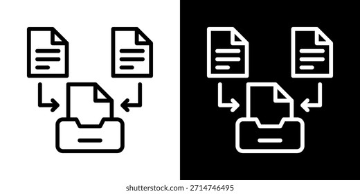 Ícone De Repositório De Documento De Estilo Preto-E-Branco De Linha