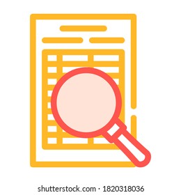 document research color icon vector. document research sign. isolated symbol illustration