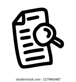 document research page with magnifying glass hand drawn doodle outline vector template illustration