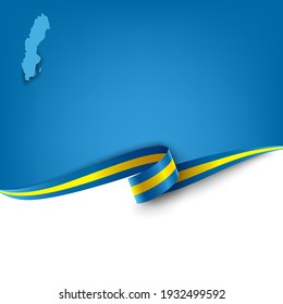 Document with ribbon and map the Kingdom of Sweden template