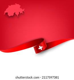 Document with ribbon and map the Swiss Confederation template