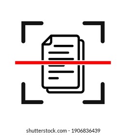 Document scan icon. Electronic document scanning concept. Vector illustration. Online document verification icon.