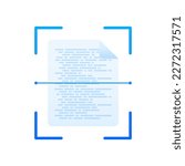 Document scanner icon. Digital scanner. Scanning text. Icon for mobile app. Vector illustration.