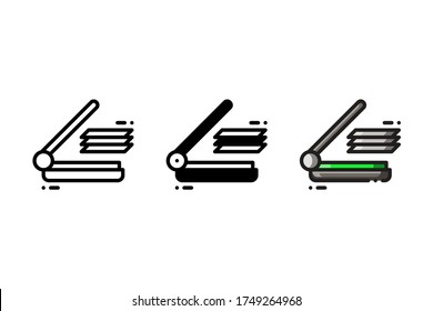 Document scanner icon. With outline, glyph, and filled outline style