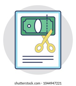 
A document with scissor cut the concept of income tax deduction 
