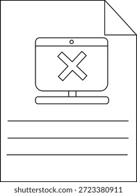 A document with a screen displaying a prominent X atop three horizontal lines