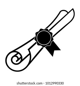 Document scroll icon. Sealed official document such as diploma, educational or vocational certicate or contract. Vector Illustration