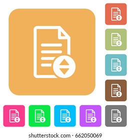 Document scrolling flat icons on rounded square vivid color backgrounds.