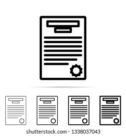 Document with Seal icon in different shapes, thickness. Simple thin line, outline vector of education icons for UI and UX, website or mobile application