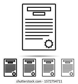 Document with seal icon in different shapes. Simple thin line, outline vector of education icons for ui and ux, website or mobile application