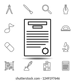 Document with Seal icon. Simple outline vector element of education set icons for UI and UX, website or mobile application