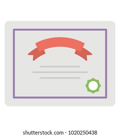 
Document with seal, licence flat icon 
