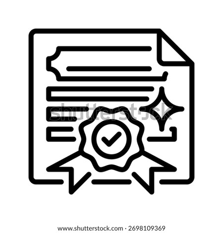 Document with Seal Line Icon, Outline Symbol for Official Approval, Certification Record, Legal Validation, Contract Verification, and Authentic Documentation. Vector Sign Icon.
