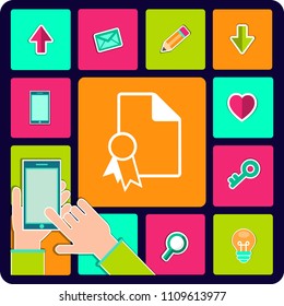 Document with Seal vector icon in meaning Contract or Certificate