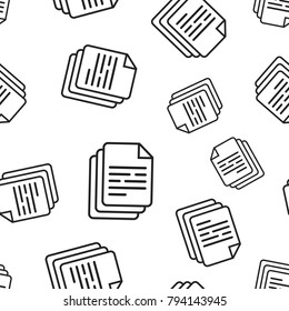 Document seamless pattern background. Business flat vector illustration. Paper sheet sign symbol pattern.