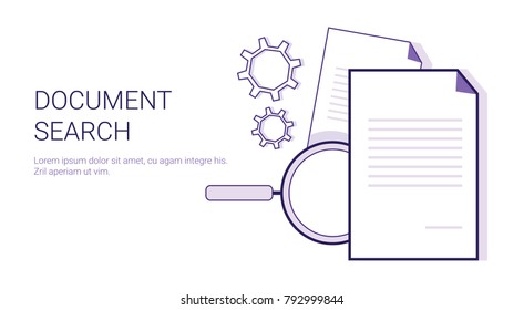 Document Search Business Concept Template Web Banner With Copy Space Vector Illustration