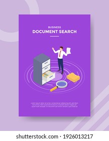 document search concept for template banner and flyer for printing with isometric style