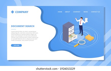 document search concept for website template or landing homepage design with isometric style