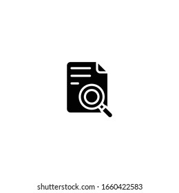 Icono de búsqueda con archivo y lupa en estilo vectorial simple. Símbolo de búsqueda de documento. Signo de datos e información. Estilo plano de moda para diseño gráfico, logotipo, sitio web, medios sociales, interfaz de usuario, aplicación móvil