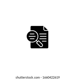Document search icon. Search icon with file and magnifying glass in simple vector style. Data and information sign. Trendy Flat style for graphic design, logo, Web site, social media, UI, mobile app